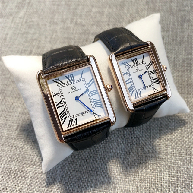 Zegarek PABLO RAEZ luksusowy, skórzany, kwadratowy, para, zegar unisex - prezent dla zakochanych - Wianko - 24