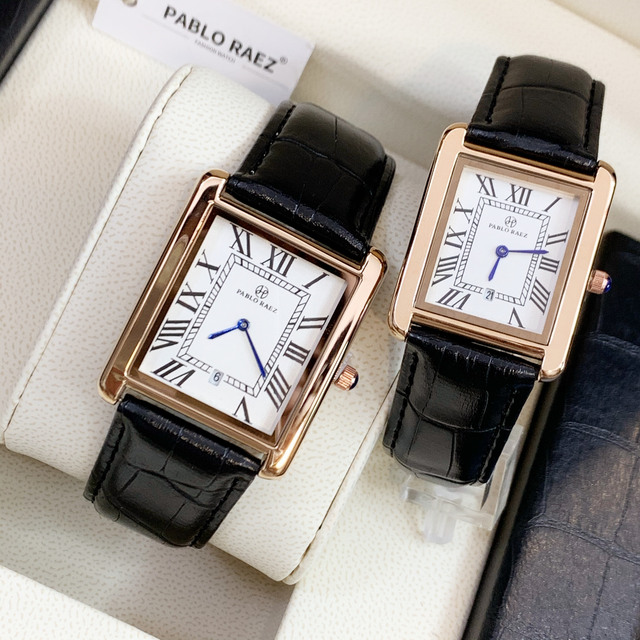 Zegarek PABLO RAEZ luksusowy, skórzany, kwadratowy, para, zegar unisex - prezent dla zakochanych - Wianko - 3