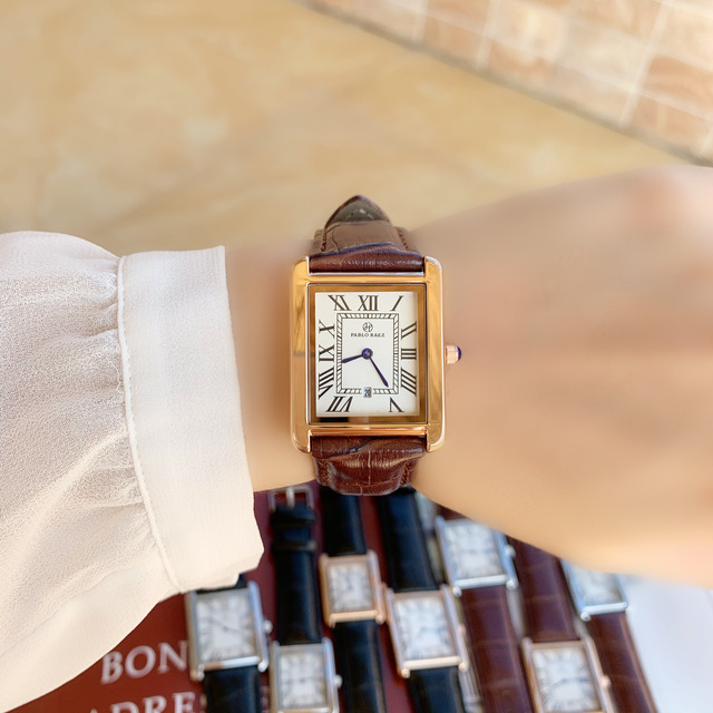 Zegarek PABLO RAEZ luksusowy, skórzany, kwadratowy, para, zegar unisex - prezent dla zakochanych - Wianko - 19