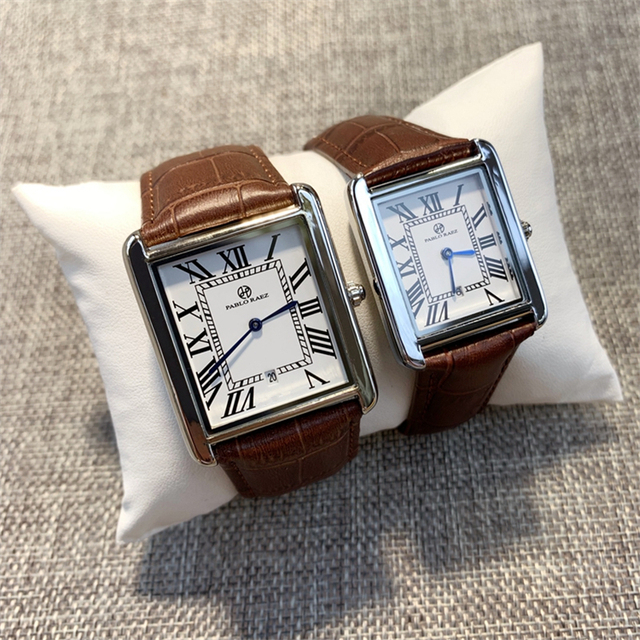 Zegarek PABLO RAEZ luksusowy, skórzany, kwadratowy, para, zegar unisex - prezent dla zakochanych - Wianko - 23