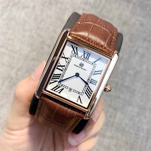 Zegarek PABLO RAEZ luksusowy, skórzany, kwadratowy, para, zegar unisex - prezent dla zakochanych - Wianko - 28