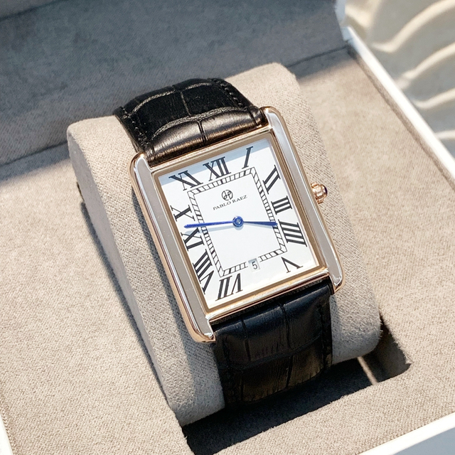 Zegarek PABLO RAEZ luksusowy, skórzany, kwadratowy, para, zegar unisex - prezent dla zakochanych - Wianko - 31
