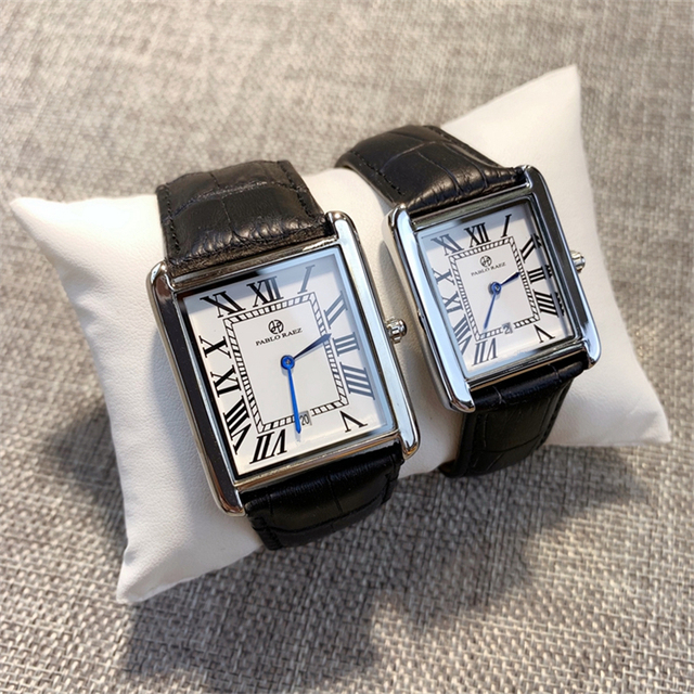 Zegarek PABLO RAEZ luksusowy, skórzany, kwadratowy, para, zegar unisex - prezent dla zakochanych - Wianko - 25