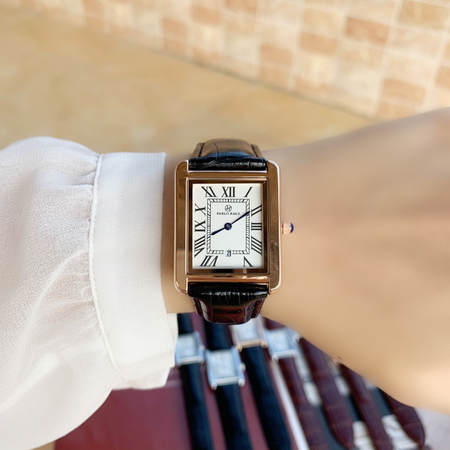 Zegarek PABLO RAEZ luksusowy, skórzany, kwadratowy, para, zegar unisex - prezent dla zakochanych - Wianko - 15