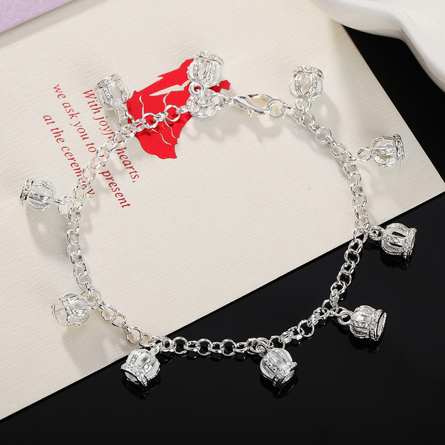 Nowa bransoletka ze srebra próby 925 z małą koroną - biżuteria dla urokliwej kobiety - Wianko - 5