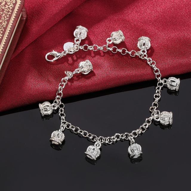 Nowa bransoletka ze srebra próby 925 z małą koroną - biżuteria dla urokliwej kobiety - Wianko - 4