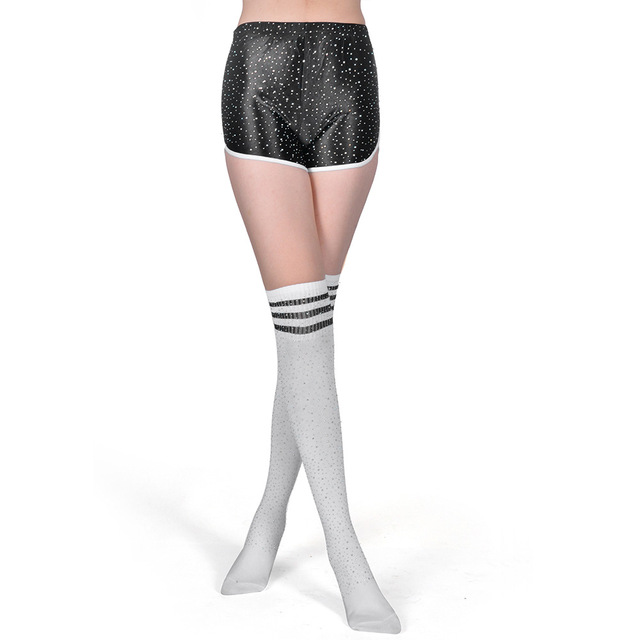 Spodenki damskie z pończochami Rhinestone Glitter 2021 – seksowne, obcisłe, błyszczące legginsy do jogi, biegania i treningu sportowego - Wianko - 5