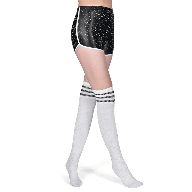 Spodenki damskie z pończochami Rhinestone Glitter 2021 – seksowne, obcisłe, błyszczące legginsy do jogi, biegania i treningu sportowego - Wianko - 6