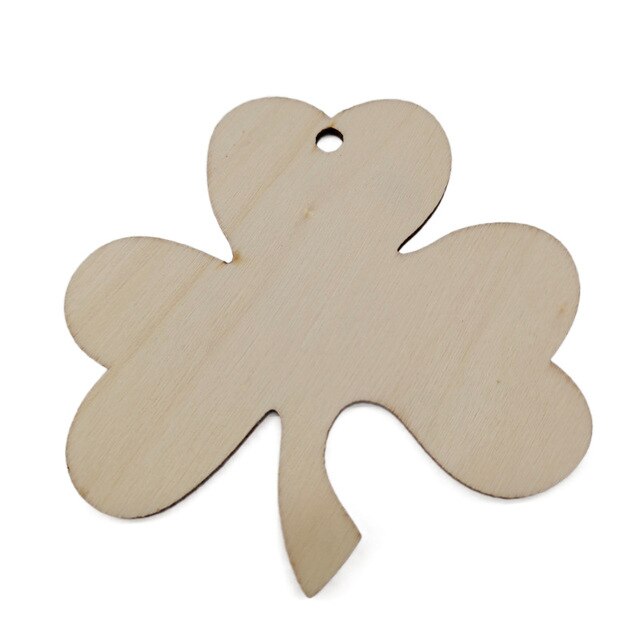 10 sztuk 8cm koniczynowe kształty drewniane DIY St. Patrick's Day - wiszące ozdoby/dekoracje - Wianko - 23