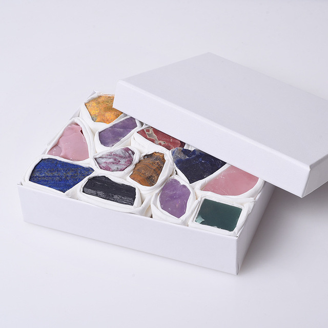 Naturalny zestaw surowych kryształów - oryginalne klejnoty w postaci szorstkich kamieni żwiru różnych gatunków minerałów, doskonały na prezent urodzinowy, edukacyjny i jako symbol uzdrowienia, z gratisowym pudełkiem - Wianko - 22