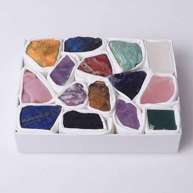 Naturalny zestaw surowych kryształów - oryginalne klejnoty w postaci szorstkich kamieni żwiru różnych gatunków minerałów, doskonały na prezent urodzinowy, edukacyjny i jako symbol uzdrowienia, z gratisowym pudełkiem - Wianko - 3