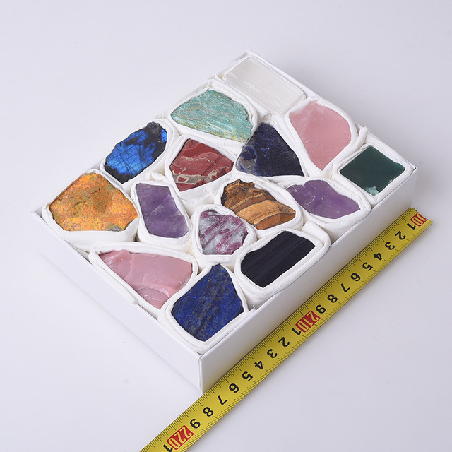 Naturalny zestaw surowych kryształów - oryginalne klejnoty w postaci szorstkich kamieni żwiru różnych gatunków minerałów, doskonały na prezent urodzinowy, edukacyjny i jako symbol uzdrowienia, z gratisowym pudełkiem - Wianko - 5