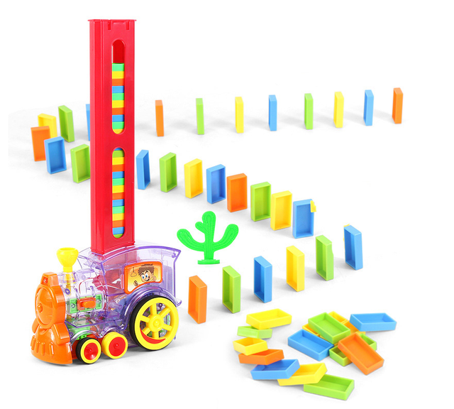 Domino pociąg elektryczny dla dzieci - zestaw 60 sztuk z dźwiękiem, światłem i automatycznym wydaniem licencji - zabawka edukacyjna DIY - Wianko - 15