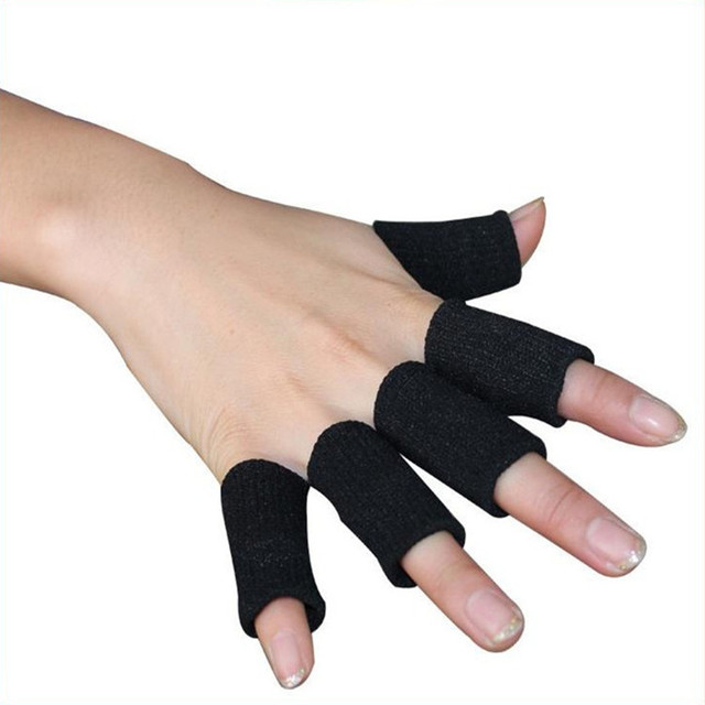 Ochraniacze na palce sportowe, 10 sztuk, rozciągliwe, czarne, oddychające, osłona na palce, wsparcie dla zapalenia stawów, koszykówka - Wianko - 5