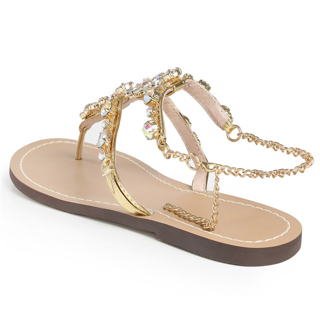 Damskie sandały plażowe kryształki z klamrami - Wianko - 3