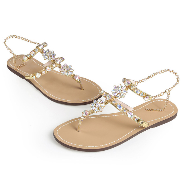 Damskie sandały plażowe kryształki z klamrami - Wianko - 6