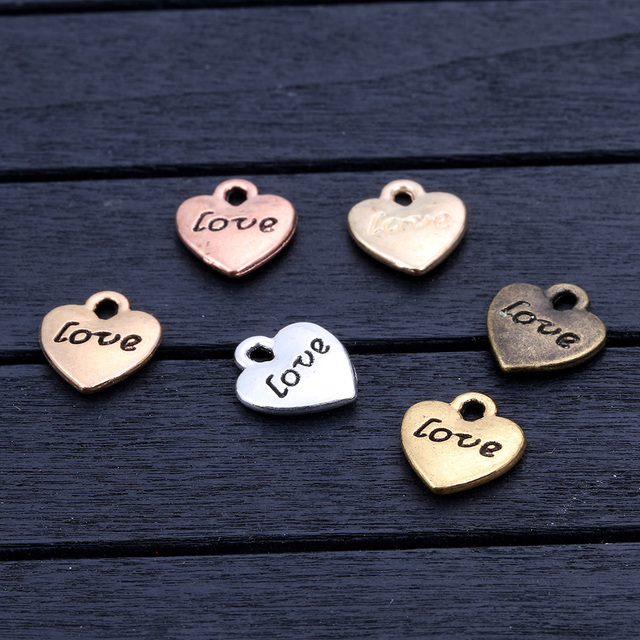 Tanie hurtowe 20 sztuk charmsów w kształcie serca z napisem miłość o wymiarze 10mm ze stopu metalowego do tworzenia bransoletek i naszyjników - Wianko - 3