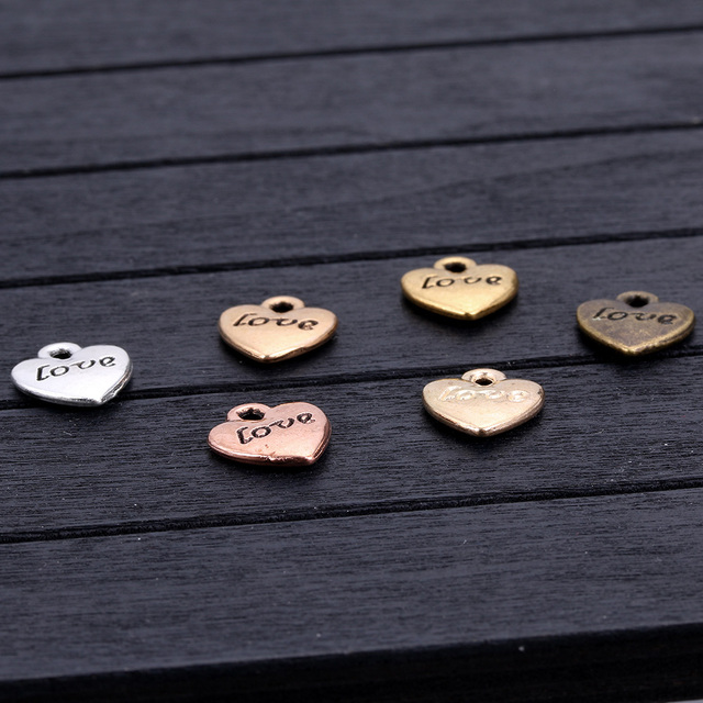 Tanie hurtowe 20 sztuk charmsów w kształcie serca z napisem miłość o wymiarze 10mm ze stopu metalowego do tworzenia bransoletek i naszyjników - Wianko - 4