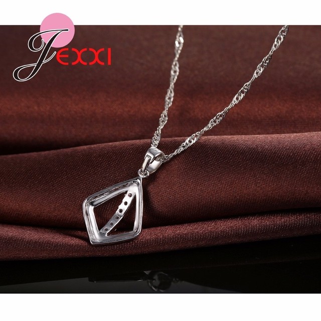 Zestaw biżuterii ślubnej geometryczny z naszyjnikiem i kolczykami, wykonany ze srebra 925 Sterling, ozdobiony kryształami AAA, idealny na rocznicę - Wianko - 6