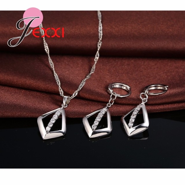 Zestaw biżuterii ślubnej geometryczny z naszyjnikiem i kolczykami, wykonany ze srebra 925 Sterling, ozdobiony kryształami AAA, idealny na rocznicę - Wianko - 5