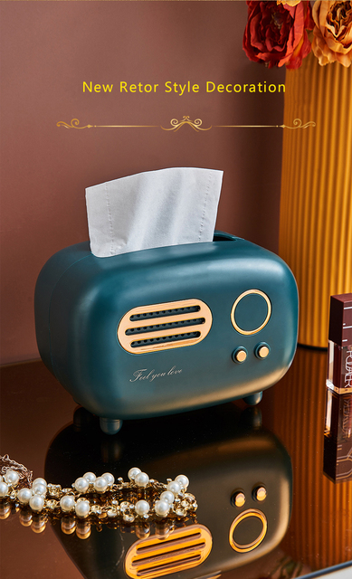 Pudełko na chusteczki Retro Radio s Art – pokrywa wielofunkcyjna, dekoracja stołu do łazienki, sypialni i kuchni - Wianko - 2