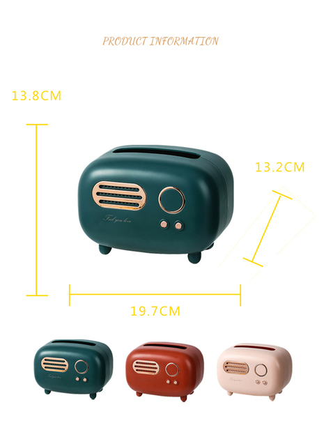 Pudełko na chusteczki Retro Radio s Art – pokrywa wielofunkcyjna, dekoracja stołu do łazienki, sypialni i kuchni - Wianko - 7