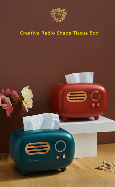 Pudełko na chusteczki Retro Radio s Art – pokrywa wielofunkcyjna, dekoracja stołu do łazienki, sypialni i kuchni - Wianko - 1