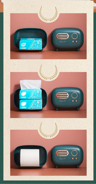 Pudełko na chusteczki Retro Radio s Art – pokrywa wielofunkcyjna, dekoracja stołu do łazienki, sypialni i kuchni - Wianko - 6