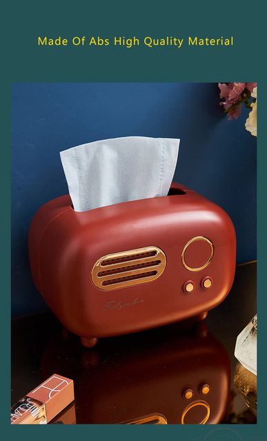 Pudełko na chusteczki Retro Radio s Art – pokrywa wielofunkcyjna, dekoracja stołu do łazienki, sypialni i kuchni - Wianko - 4