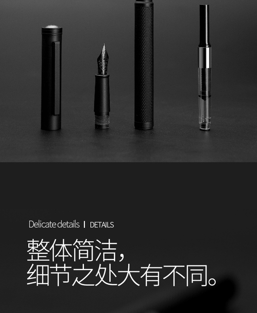 Pióro wieczne HongDian Ink Full Metal - stalowy klips, czarna stalówka 0.5mm - szkolne materiały biurowe - Wianko - 8