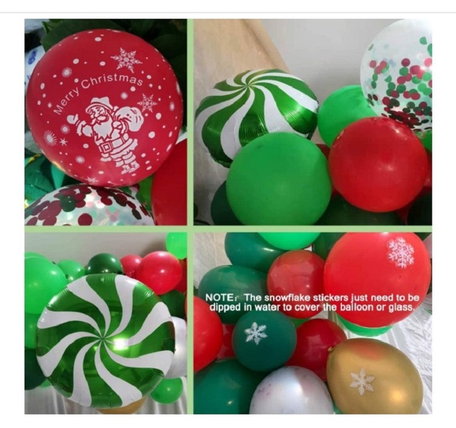 Zestaw 140 metalowych balonów bożonarodzeniowych w czerwono-zielonym kolorze z konfetti, zawierający zielone i białe cukierki foliowe w aluminiowej pudełku - Wianko - 4
