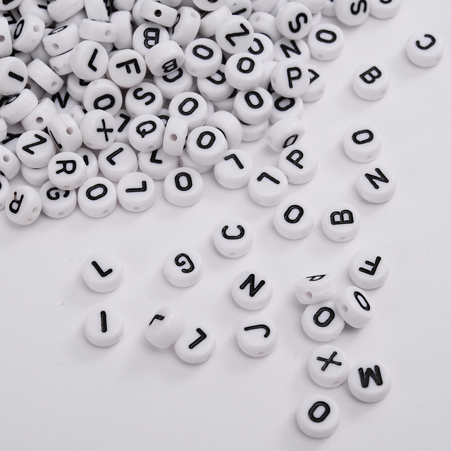 Koraliki dystansowe owalne alfabet do tworzenia biżuterii - 4x7mm - Wianko - 7