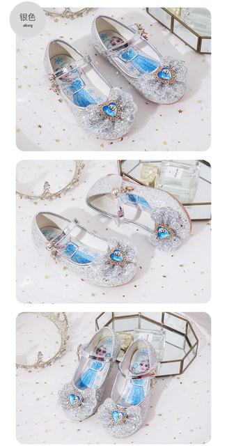 Dziewczęce trampki z cekinami - mrożona sukienka księżniczki Elsy, dziecięce buty Pu skórzane, Cospaly Disney sandały - Wianko - 10