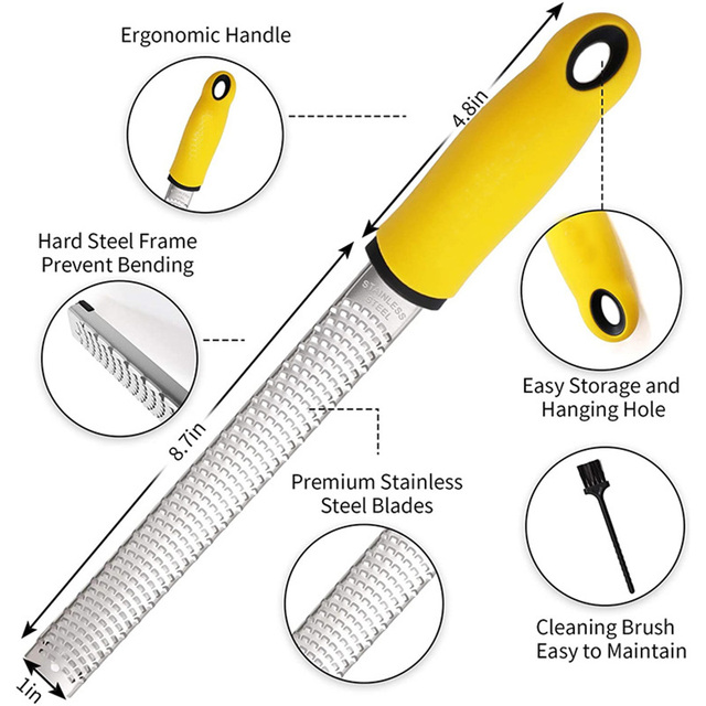 Zestaw skrobaczek do cytryny i tarka do sera, imbiru, czosnku i czekolady o ostrym jak brzytwa ostrzu - Wianko - 3