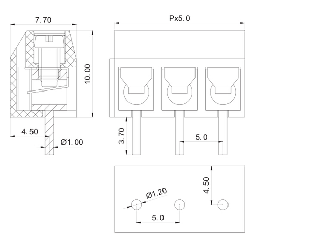 Zacisk śrubowy PCB KF301-5.0-2P 3P 500 sztuk, prosty pin, blokowe złącze, niebieski - Wianko - 1