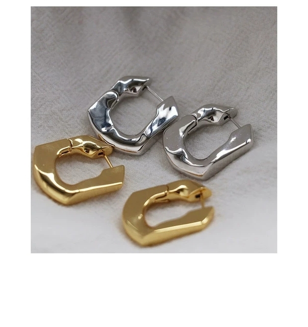 Kolczyki wiszące z mosiądzu w kształcie litery U, ozdobione 18k złotem - biżuteria kreatywna, idealna na imprezę, inspirująca się stylem boho, trendy wśród koreańskich i japońskich influencerów - Wianko - 3