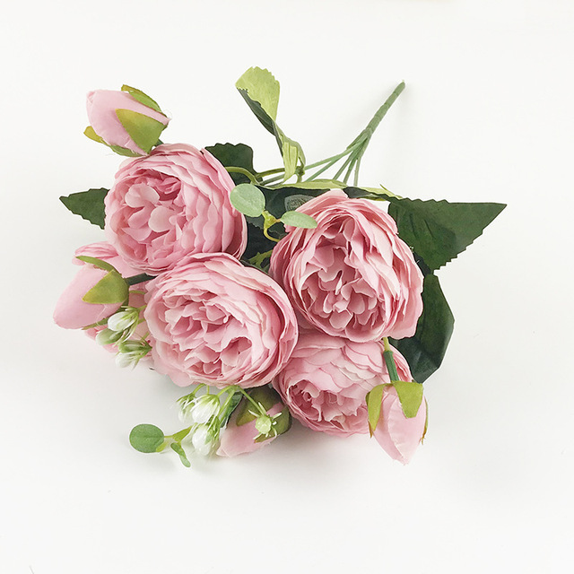 Bukiet 5 głów sztucznych róż DIY dekoracja ślubna do domu, biurka i balkonu - Wianko - 10