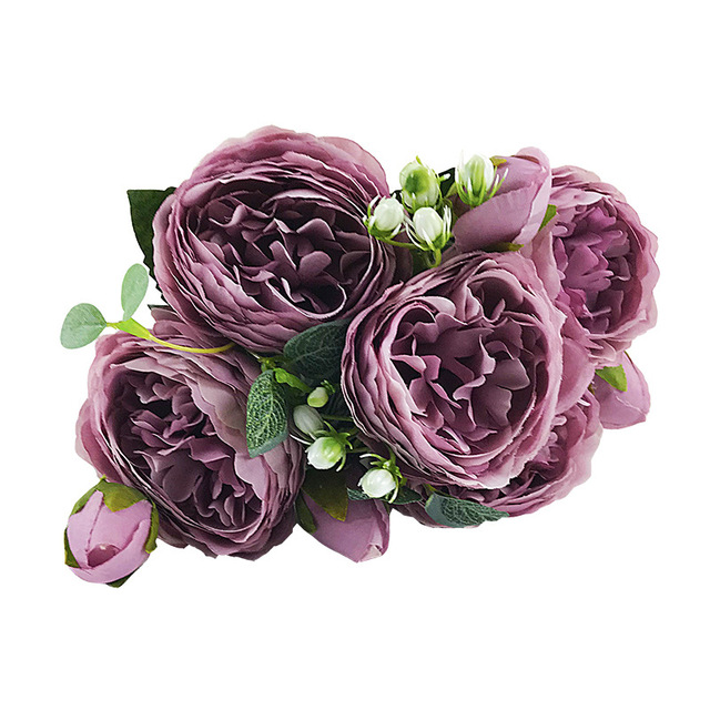 Bukiet 5 głów sztucznych róż DIY dekoracja ślubna do domu, biurka i balkonu - Wianko - 8