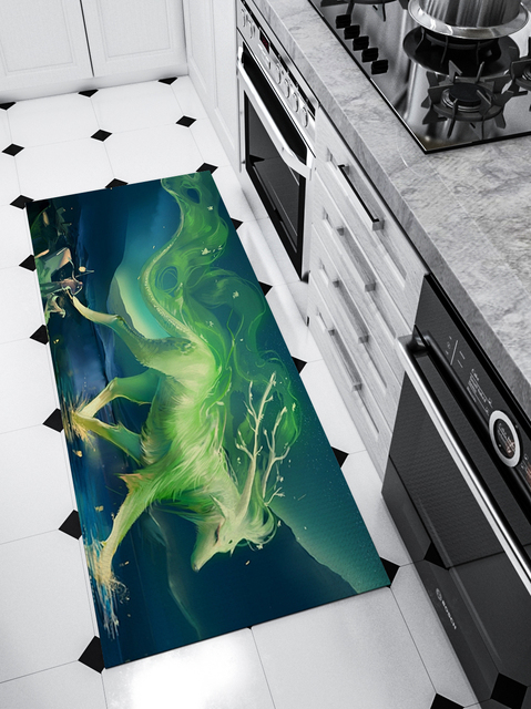 Duży dywan zielony z wydrukiem Dream Cartoon zwierząt - matowa wydrukowana wycieraczka do salonu i sypialni - Wianko - 10