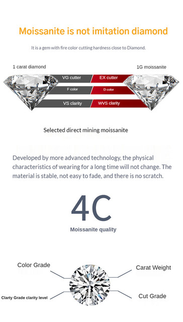 Pierścionek QALEDE dla kobiet z inkrustowanym D kolorem Moissanite, wykonany ze srebra S925 - wysoka jakość i żywe klamry - Wianko - 9