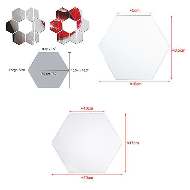 Lustro naklejka ścienna zdejmowany akryl 3D - sześciokątne, samoprzylepne płytki - dekoracja do sypialni i pokoju - Wianko - 10
