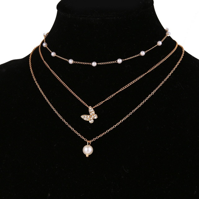 Wielowarstwowy naszyjnik z wisiorkiem motyli i perłami Butterfly Pearl dla kobiet w stylu vintage - moda Sun Star, złote perełki Choker naszyjniki 2021 - biżuteria prezent - Wianko - 44
