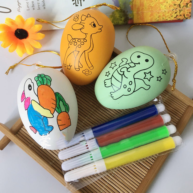 Pisanka Malowanie - Złoty Ciąg DIY Graffiti - 1 Jajko + 4 Kredki - Wielkanocna Zabawka i Prezent dla Ucznia (Dziewczynki) - Wianko - 1