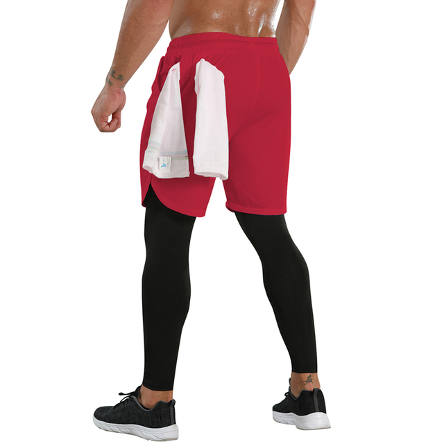 Męskie spodnie rajstopy uciskowe sportowe legginsy 2 w 1 szorty treningowe do biegania Man Sport - Wianko - 14