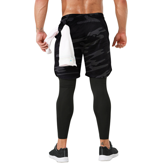 Męskie spodnie rajstopy uciskowe sportowe legginsy 2 w 1 szorty treningowe do biegania Man Sport - Wianko - 22