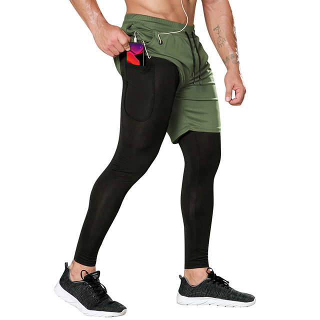 Męskie spodnie rajstopy uciskowe sportowe legginsy 2 w 1 szorty treningowe do biegania Man Sport - Wianko - 17