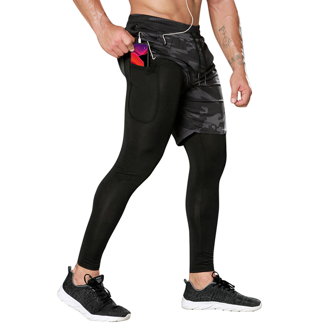 Męskie spodnie rajstopy uciskowe sportowe legginsy 2 w 1 szorty treningowe do biegania Man Sport - Wianko - 21