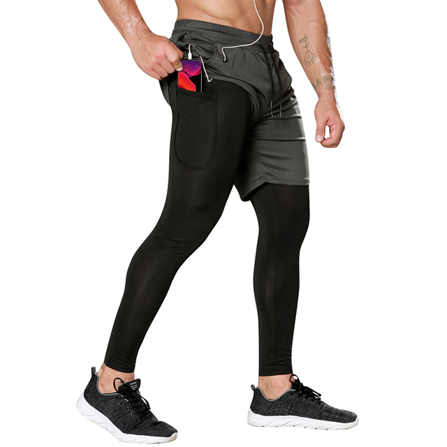 Męskie spodnie rajstopy uciskowe sportowe legginsy 2 w 1 szorty treningowe do biegania Man Sport - Wianko - 18