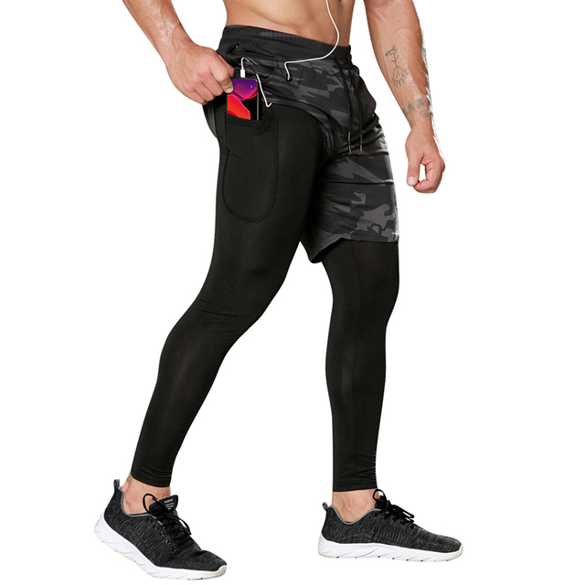 Męskie spodnie rajstopy uciskowe sportowe legginsy 2 w 1 szorty treningowe do biegania Man Sport - Wianko - 23