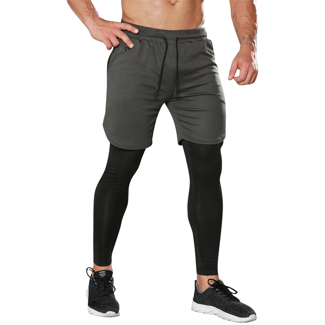 Męskie spodnie rajstopy uciskowe sportowe legginsy 2 w 1 szorty treningowe do biegania Man Sport - Wianko - 20